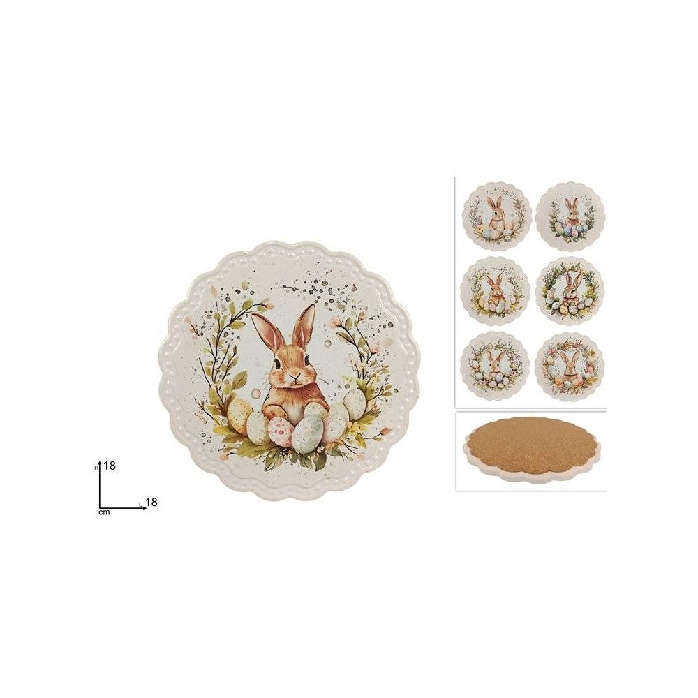 SOTTOPENTOLA BASE SUGHERO 18CM DECORI PASQUALI 6ASS